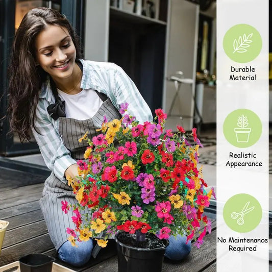 🌸 Fleurs Artificielles Résistantes aux UV – Couleurs Vives et Inaltérables pour Jardin, Terrasse, Décoration Intérieure