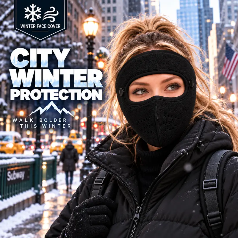 Cagoule thermique d’hiver avec masque amovible – Masque intégral coupe-vent doublé en polaire pour le ski et le cyclisme