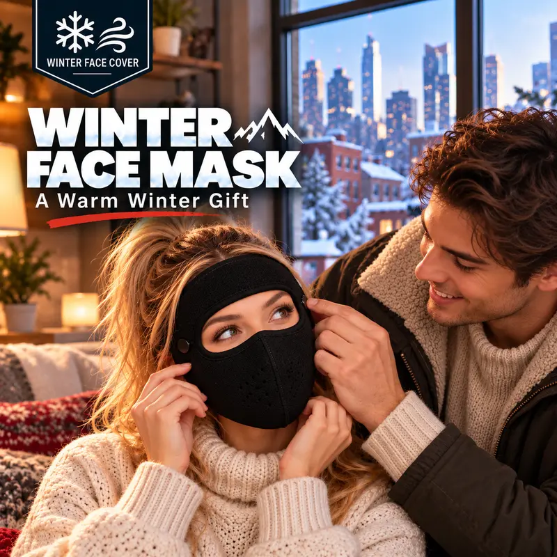 Cagoule thermique d’hiver avec masque amovible – Masque intégral coupe-vent doublé en polaire pour le ski et le cyclisme