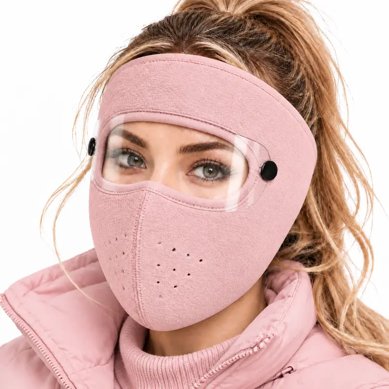 Cagoule thermique d’hiver avec masque amovible – Masque intégral coupe-vent doublé en polaire pour le ski et le cyclisme
