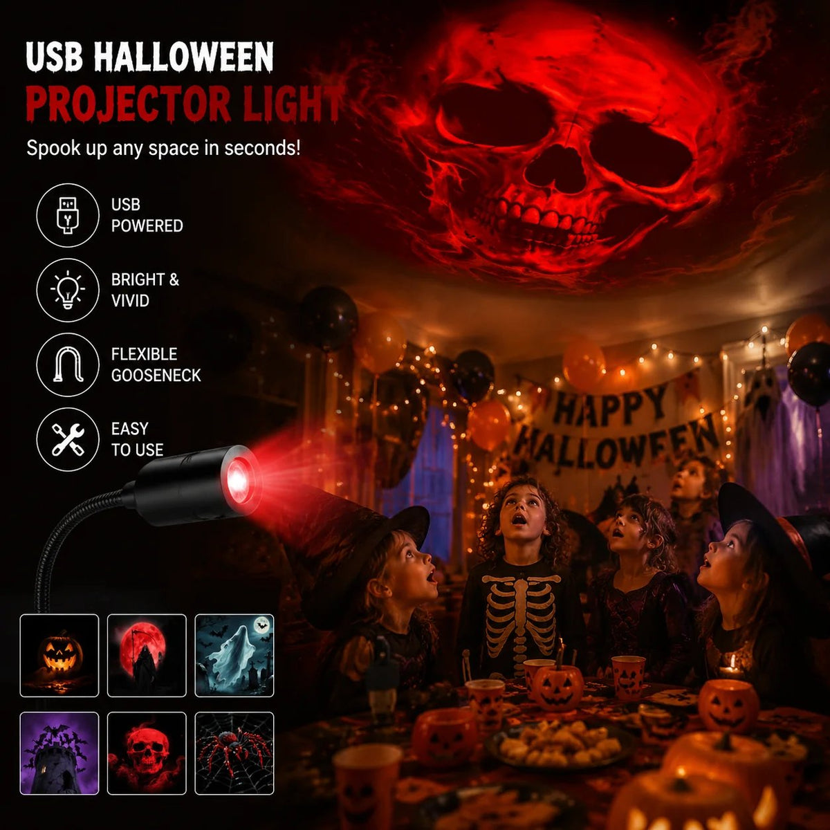 💯Projecteur HD Plug-&-Play à motifs étoilés : lot de 6 disques Halloween