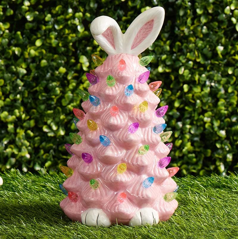 🐰 Décoration de Pâques Arbre Lapin Rose, Nouvel Arbre Lapin en Résine 2026 avec Lumières