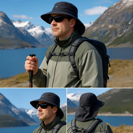 Chapeau de protection solaire d'extérieur - Chapeau de pêcheur d'été unisexe avec protège-nuque | Résistant aux UV, style parent-enfant |Idéal pour le camping et la randonnée