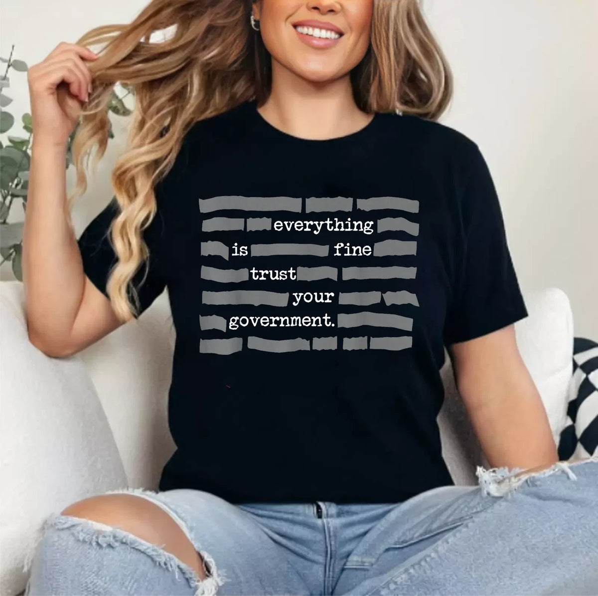 🏆Vente flash⚡ PLUS DE 30 000 VENDUS ! T-shirt « Tout va bien, faites confiance à votre gouvernement »
