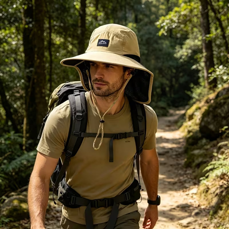 Chapeau de protection solaire d'extérieur - Chapeau de pêcheur d'été unisexe avec protège-nuque | Résistant aux UV, style parent-enfant |Idéal pour le camping et la randonnée