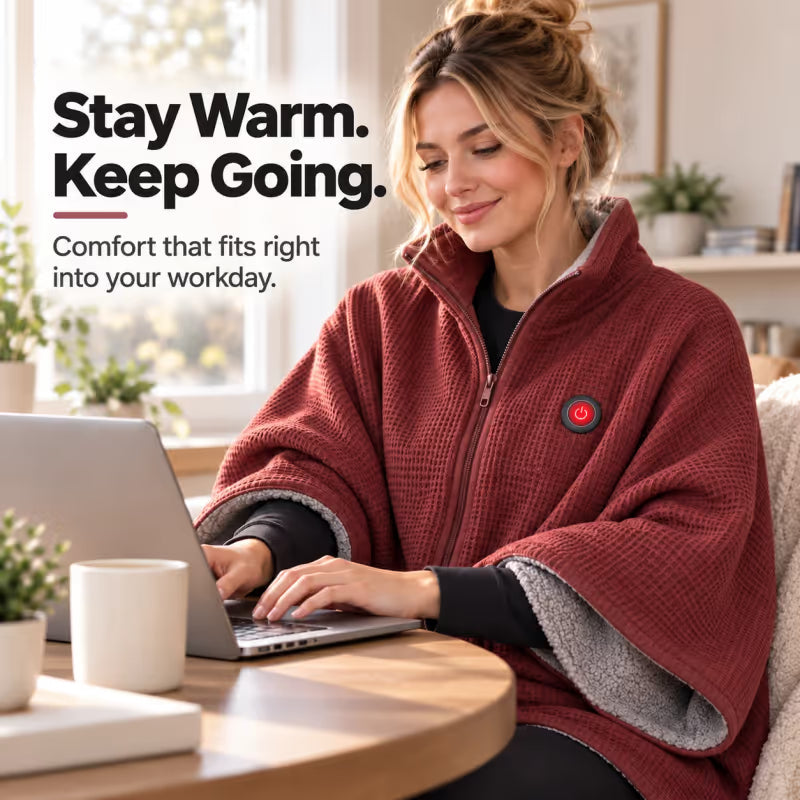 🔥🔥🔥8-Zone Heated Blanket & Wearable Shawl – 3 Heat Levels, USB Powered