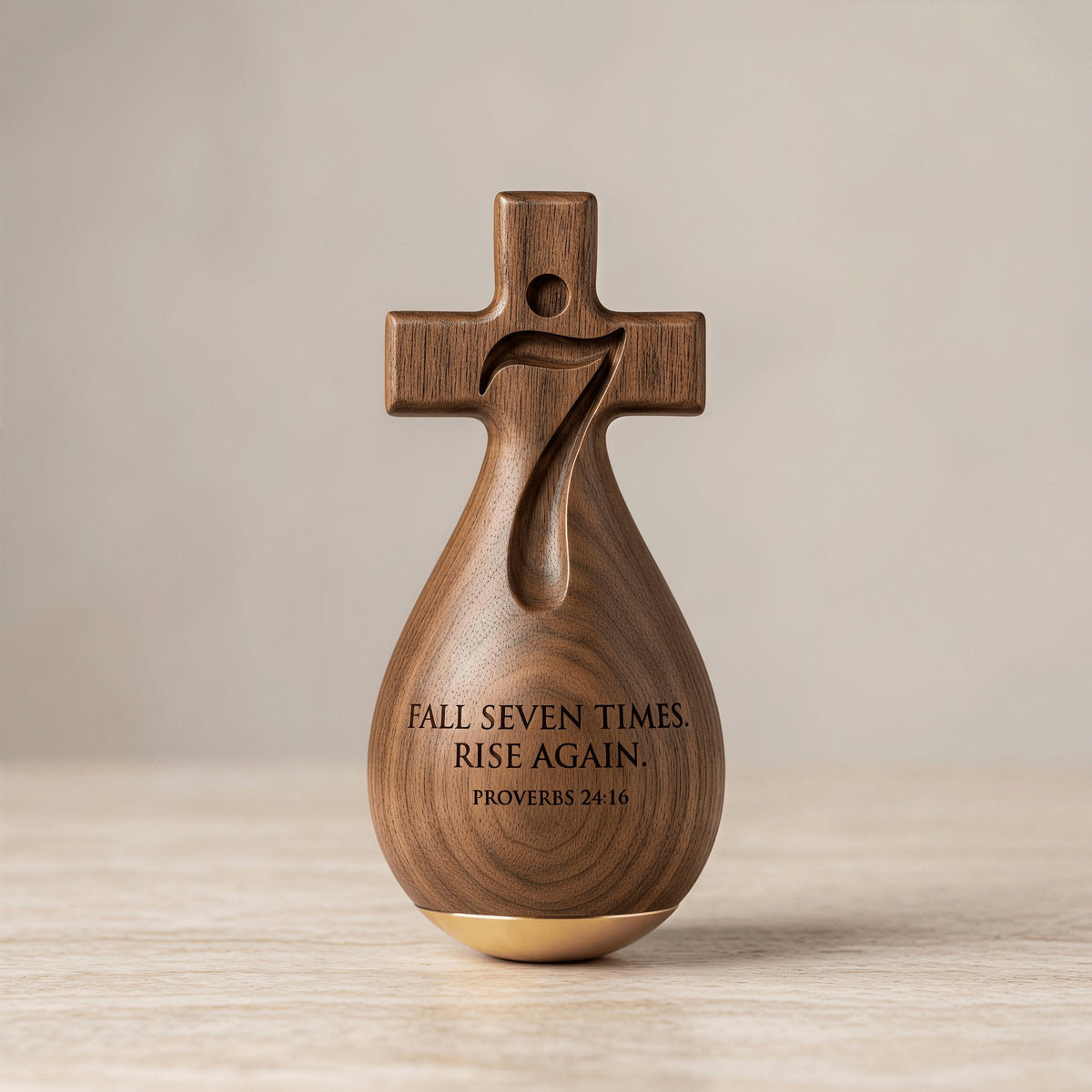 ✝️✨Décoration pieuse en bois massif faite main en forme de patate | Décoration inspirante Proverbes 24:16