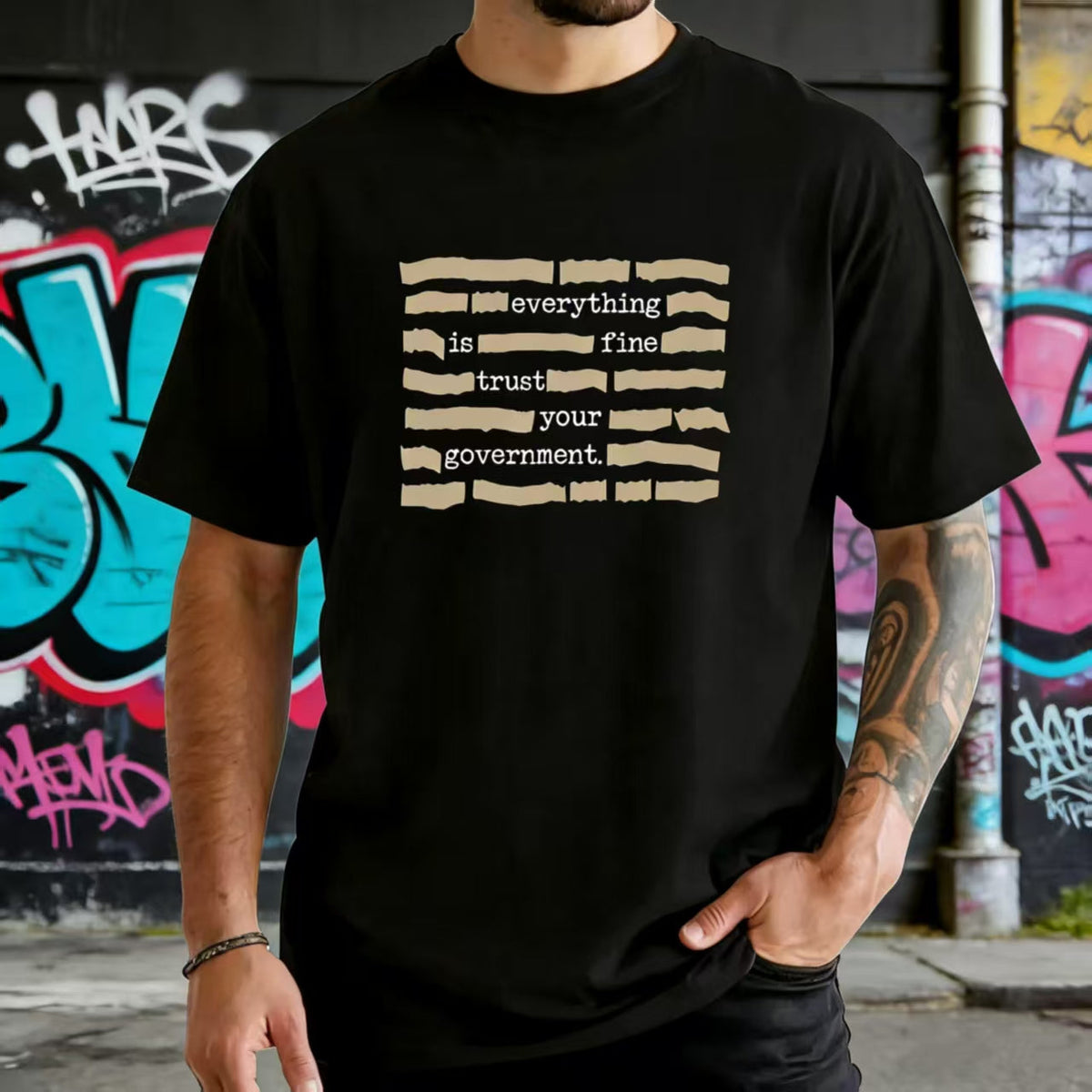 🏆Vente flash⚡ PLUS DE 30 000 VENDUS ! T-shirt « Tout va bien, faites confiance à votre gouvernement »