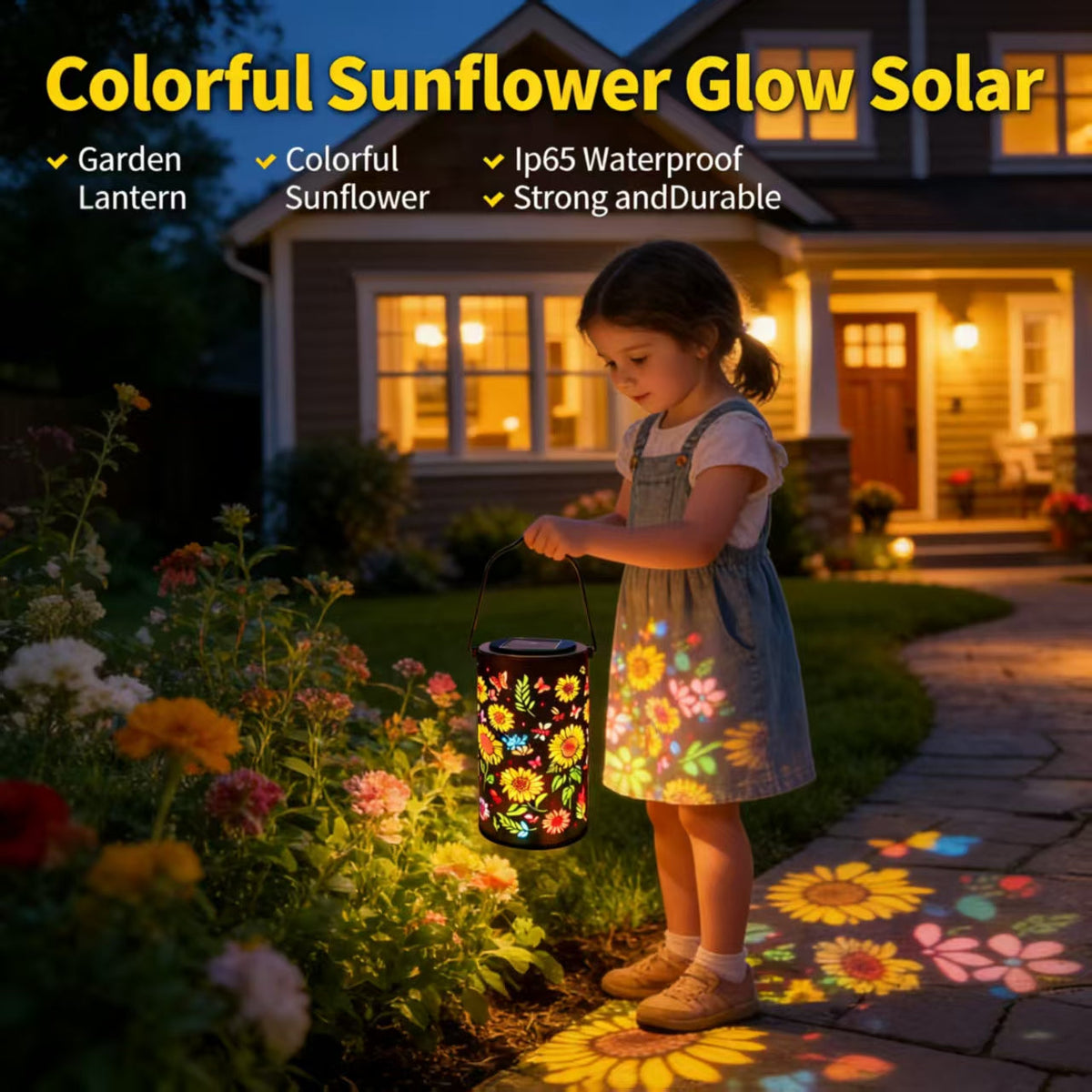 Lanterne solaire colorée en forme de tournesol lumineux pour jardin