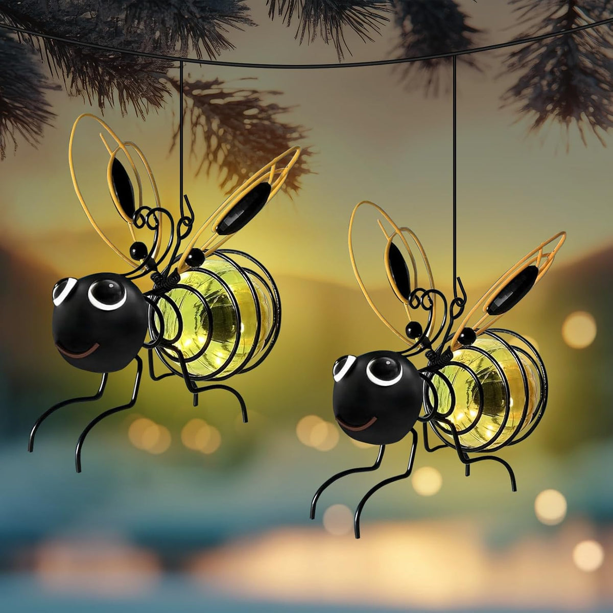 🔥Lampe solaire d’extérieur à suspendre en forme d’abeille