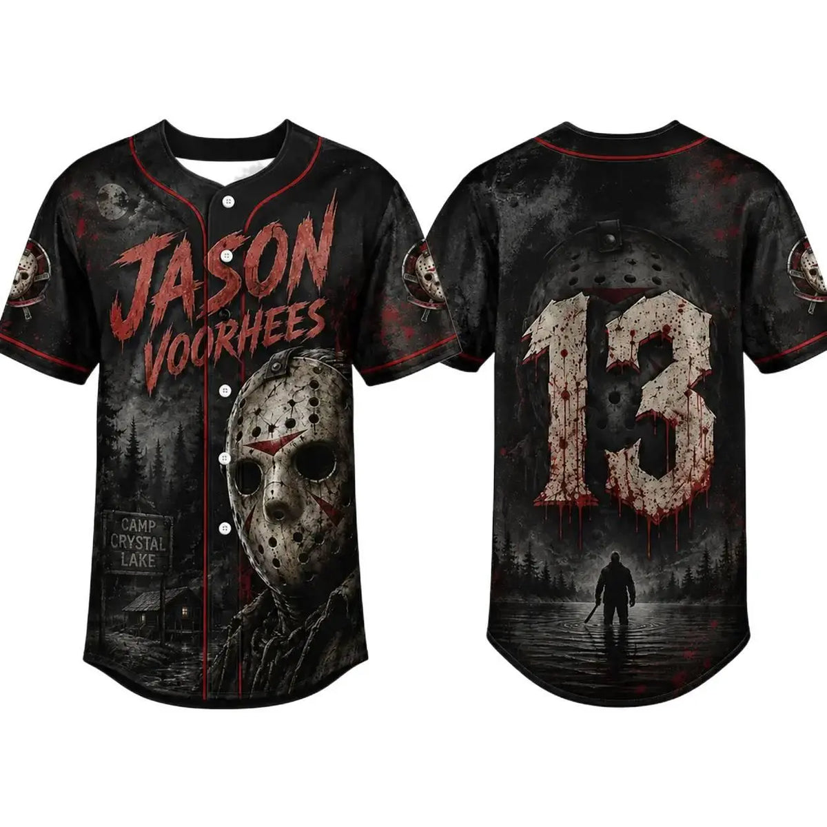 Maillot de baseball horreur slasher, T-shirt avec des personnages de films d’horreur classiques, Uniforme d’Halloween pour une équipe effrayante, Déguisements pour soirée d’Halloween, Cadeaux d’Halloween