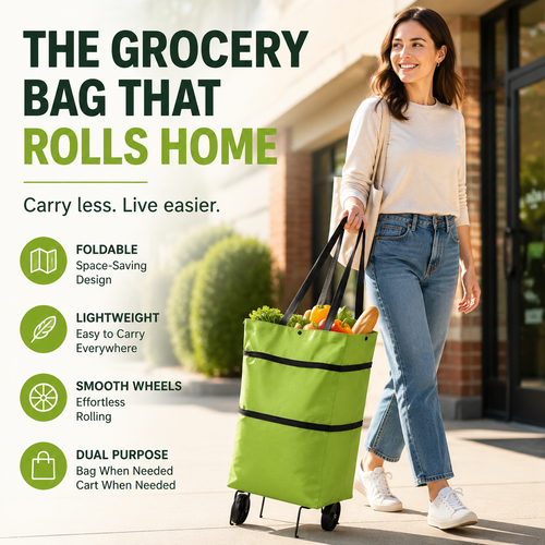 🛒 Sac chariot pliable pour courses – Le sac de courses à roulettes qui préserve votre dos