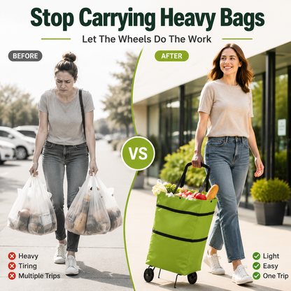 🛒 Sac chariot pliable pour courses – Le sac de courses à roulettes qui préserve votre dos