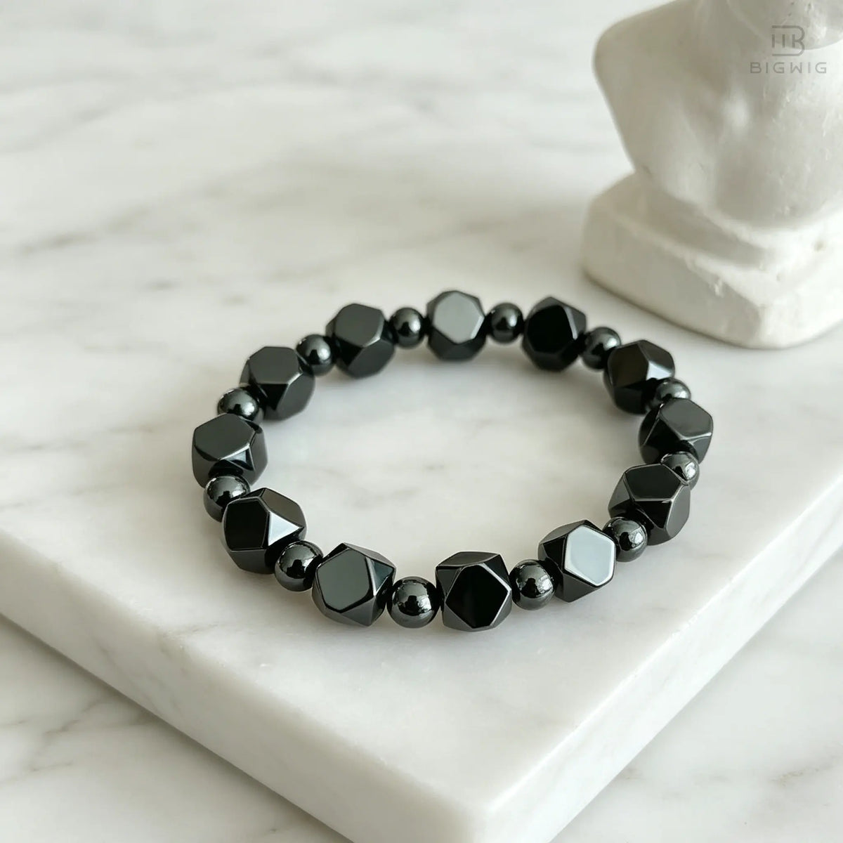 🖤 Bracelet de protection en hématite pour papa – Bracelet minimaliste en perles de pierre, cadeau de fête des Pères significatif pour lui