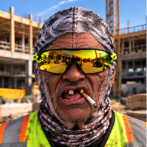 😂 Masque de ski drôle avec visage d'ouvrier de chantier – Cadeau farceur pour le travail