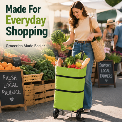 🛒 Sac chariot pliable pour courses – Le sac de courses à roulettes qui préserve votre dos