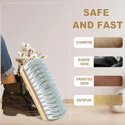 Brosse à chaussures en daim 2-en-1 – Poils en crêpe TPR pour nubuck, bottes, vestes et entretien du cuir