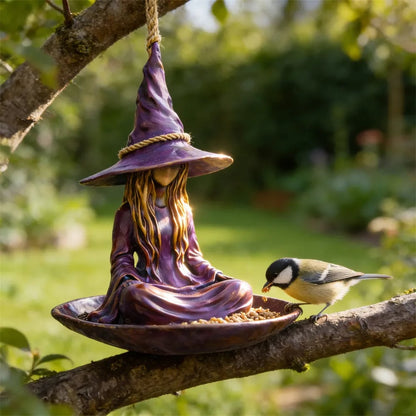 🧙‍♀️Mangeoire pour oiseaux de jardin Sorcière en méditation