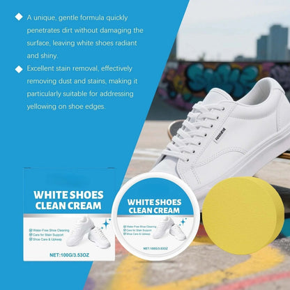 👟Crème nettoyante pour chaussures blanches | Solide, multi-usages, sans rinçage, avec éponge