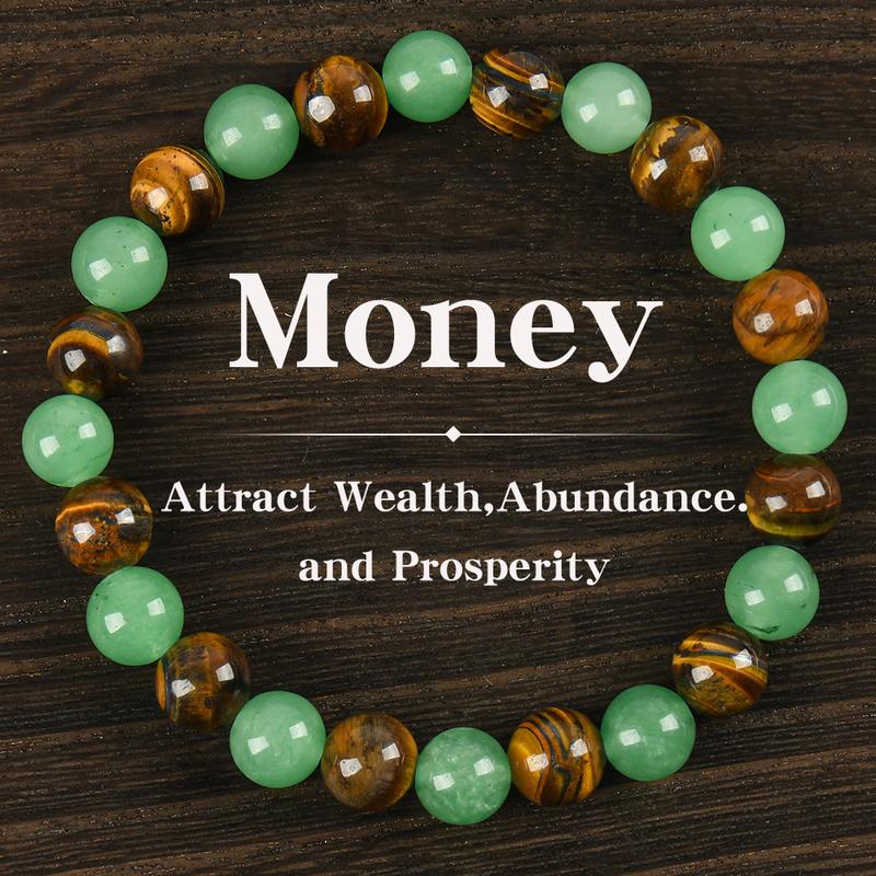 🔥Bracelet d’attraction de l’argent avec aventurine verte et œil-de-tigre