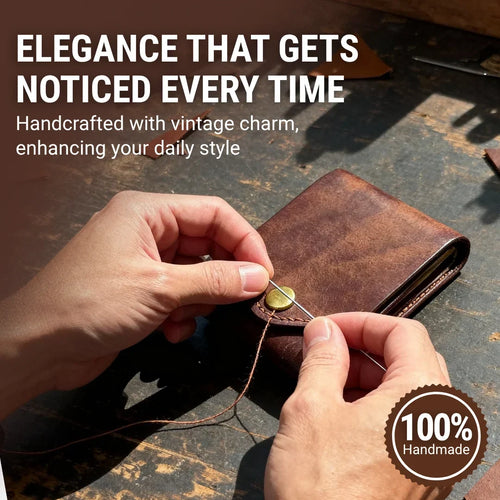Portefeuille en cuir vintage fait main avec emplacement pour stylo