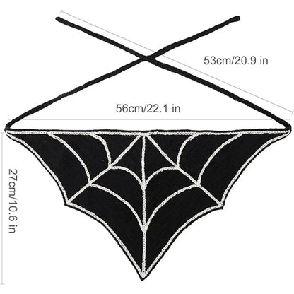 🕷️ Foulard tricoté à motif toile d’araignée pour Halloween 🕷️