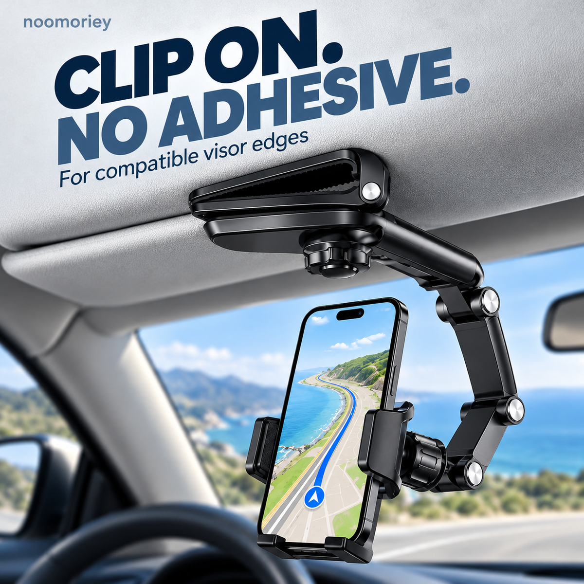 Foldable Car Phone Holder – Adjustable Clip-On Mount