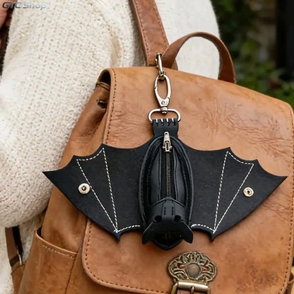 Portefeuille compact en similicuir gothique en forme de chauve-souris