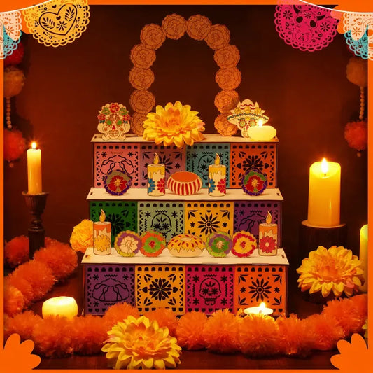 🎃🏵️Ensemble décoratif d’autel en bois pour le Jour des morts