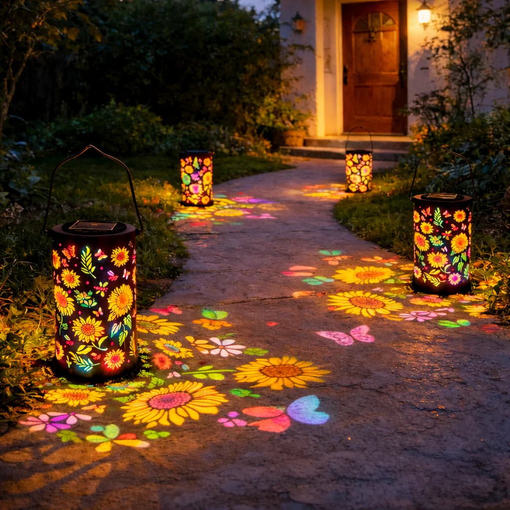 Lanterne solaire colorée en forme de tournesol lumineux pour jardin
