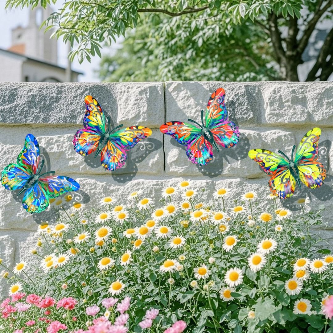 🦋Un ensemble complet ! Décoration murale en métal papillon 4 pièces 🤩