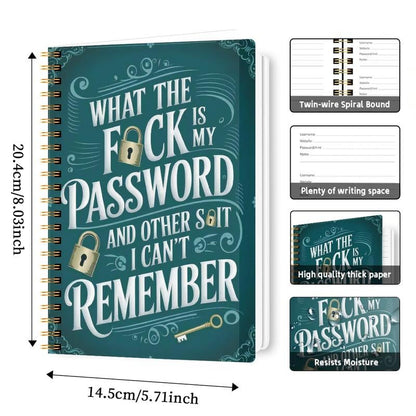 🔥Presque épuisé✨📅Carnet de mots de passe humoristique - Reliure spirale avec icônes de cadenas & phrases de sécurité amusantes✍️