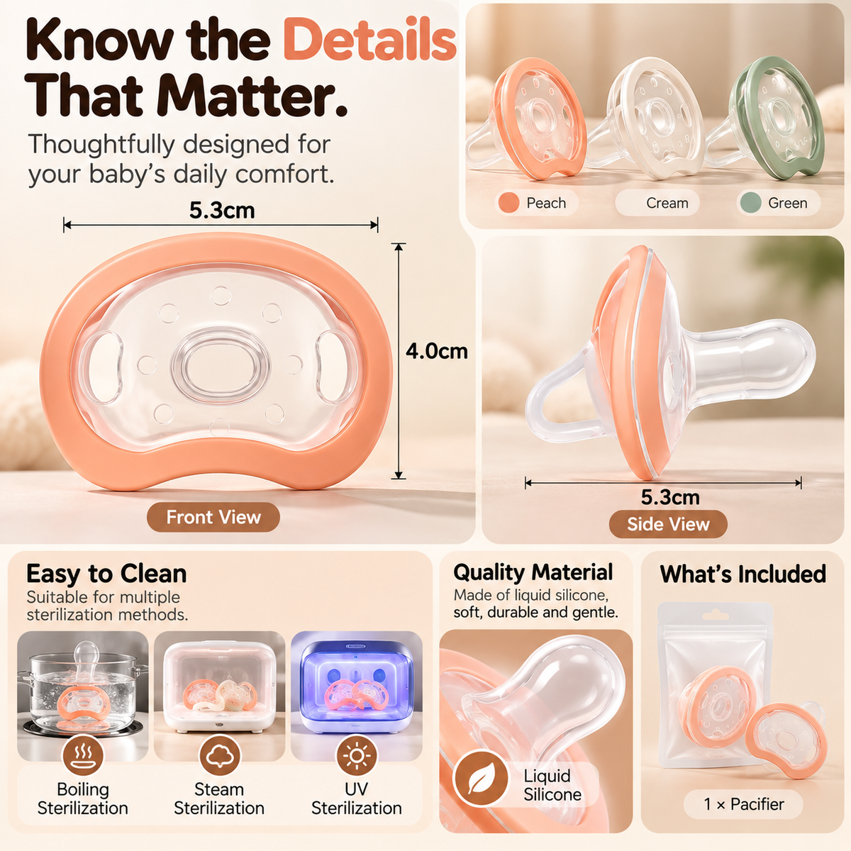 🍼 Tétine pour bébé en silicone effet sein – Design doux et flexible pour apaiser les bébés allaités