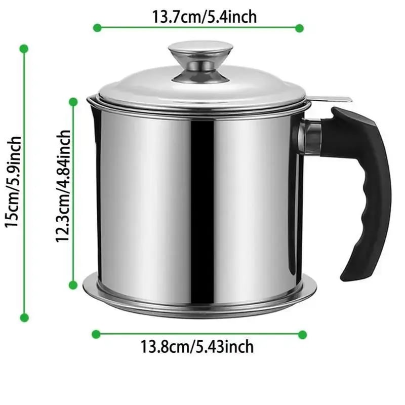 🔥 Meilleure vente !  1 distributeur d’huile de cuisine moderne avec plateau et couvercle, pot à huile en acier inoxydable avec filtre, récipient pour graisse de bacon, flacon pour huile de cuisson, ustensile de cuisine, accessoire de cuisine