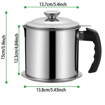 🔥 Meilleure vente !  1 distributeur d’huile de cuisine moderne avec plateau et couvercle, pot à huile en acier inoxydable avec filtre, récipient pour graisse de bacon, flacon pour huile de cuisson, ustensile de cuisine, accessoire de cuisine