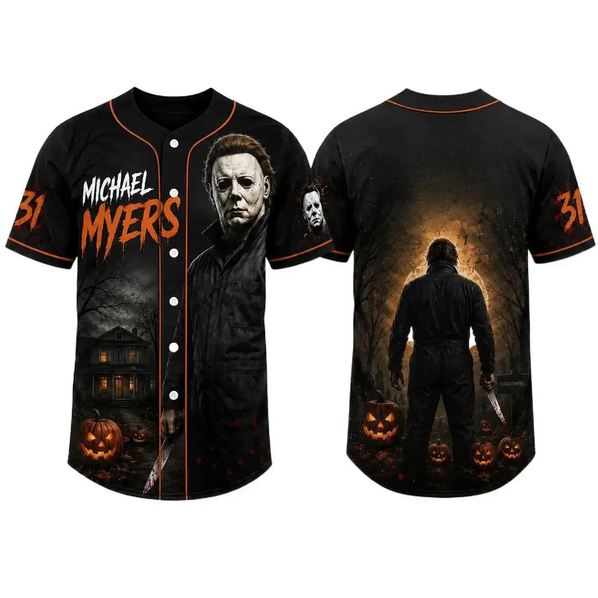 Maillot de baseball horreur slasher, T-shirt avec des personnages de films d’horreur classiques, Uniforme d’Halloween pour une équipe effrayante, Déguisements pour soirée d’Halloween, Cadeaux d’Halloween