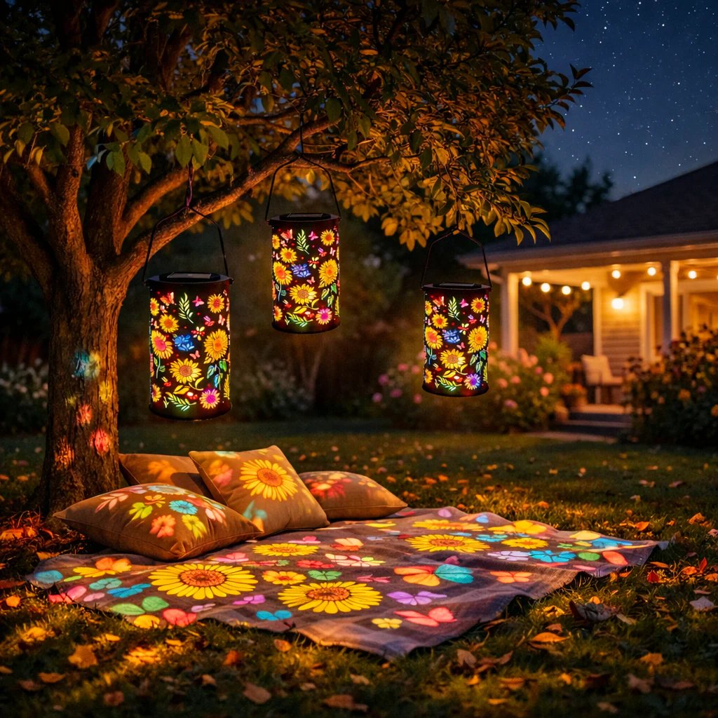 Lanterne solaire colorée en forme de tournesol lumineux pour jardin