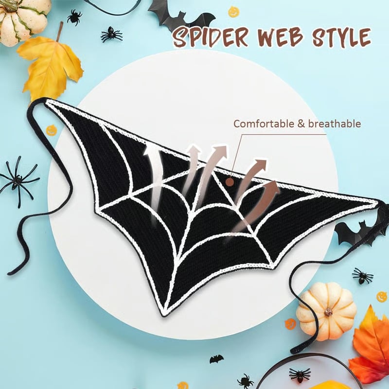 🕷️ Foulard tricoté à motif toile d’araignée pour Halloween 🕷️