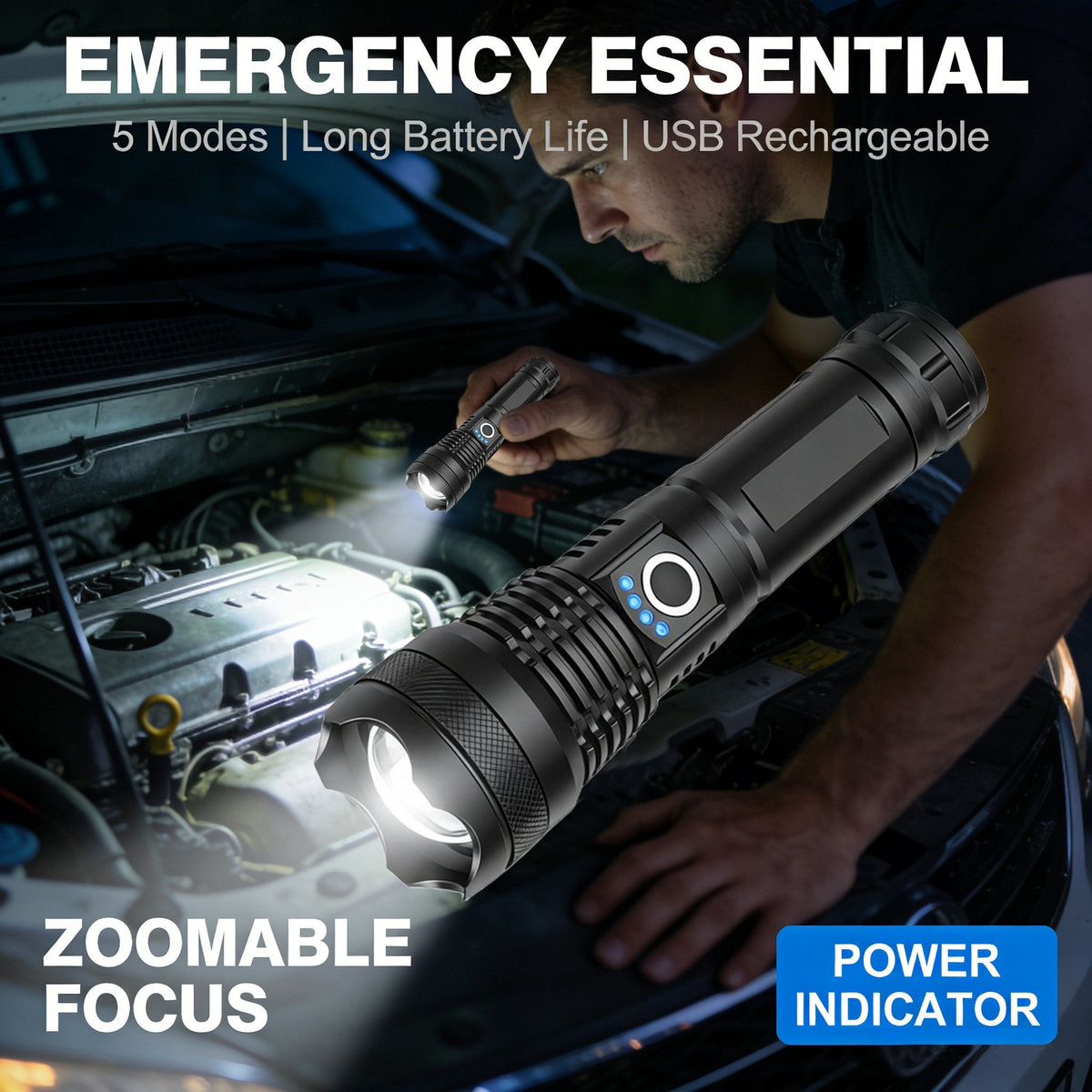 ✨Lampe torche LED rechargeable - Haute luminosité, étanche, ultra-puissante pour les urgences