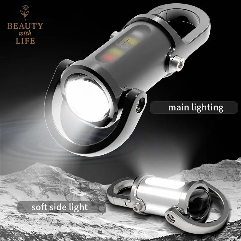 Mini-lampe torche rechargeable sur porte-clés - Lampe EDC 800 lumens