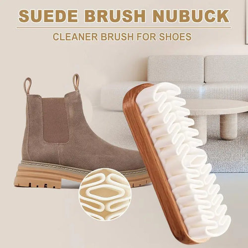 Brosse à chaussures en daim 2-en-1 – Poils en crêpe TPR pour nubuck, bottes, vestes et entretien du cuir