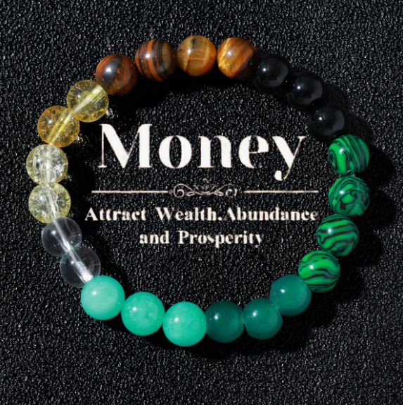 🔥Bracelet d’attraction de l’argent avec aventurine verte et œil-de-tigre