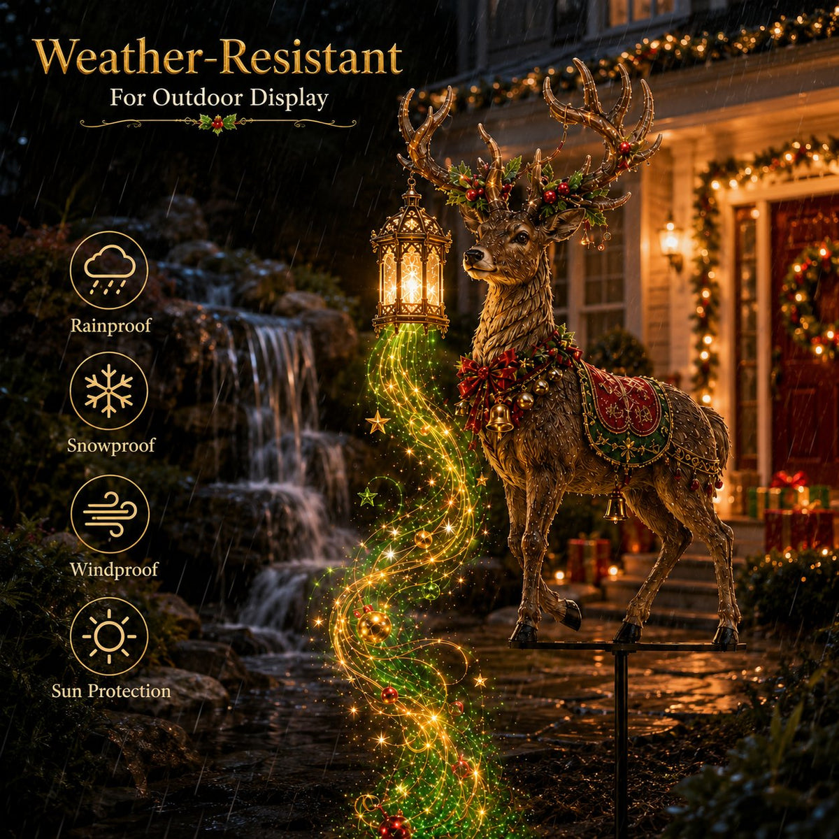 Piquet de jardin lumineux de Noël en forme de renne