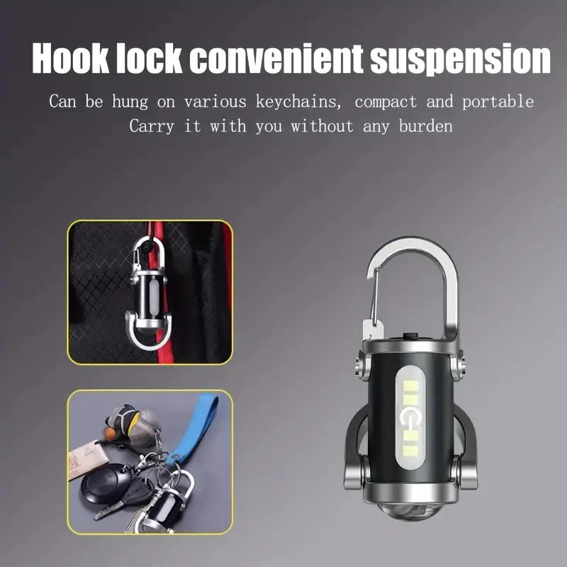 Mini-lampe torche rechargeable sur porte-clés - Lampe EDC 800 lumens