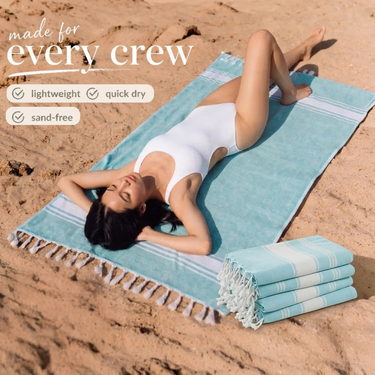 🔥Promotion estivale : -48 % 🌴 Serviette de plage XL légère à tissage plat