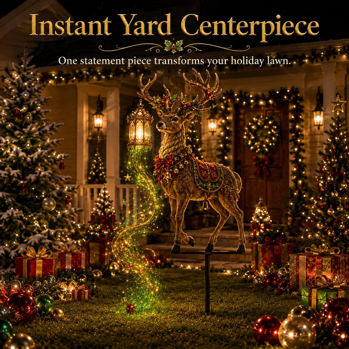 Piquet de jardin lumineux de Noël en forme de renne