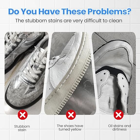 👟Crème nettoyante pour chaussures blanches | Solide, multi-usages, sans rinçage, avec éponge