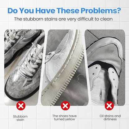 👟Crème nettoyante pour chaussures blanches | Solide, multi-usages, sans rinçage, avec éponge