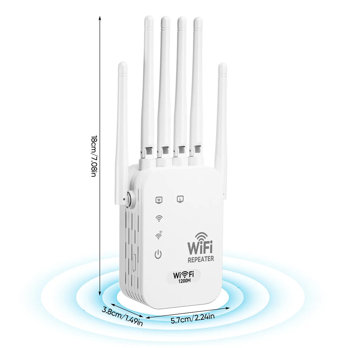 WiFi Extender 2026 with 6 Antennas 1200Mbps Dual Band Boost