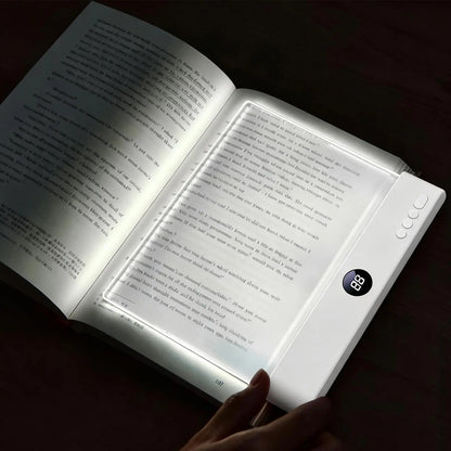 Lampe de lecture LED intelligente – Rechargeable, luminosité réglable et fonction minuterie, lampe de chevet au design plat pour une lecture nocturne confortable et cadeau original pour lecteur